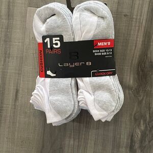 15 pairs LAYER 8 quarter Qwick Dry Men's CUSHION Socks Shoe Size 6-12